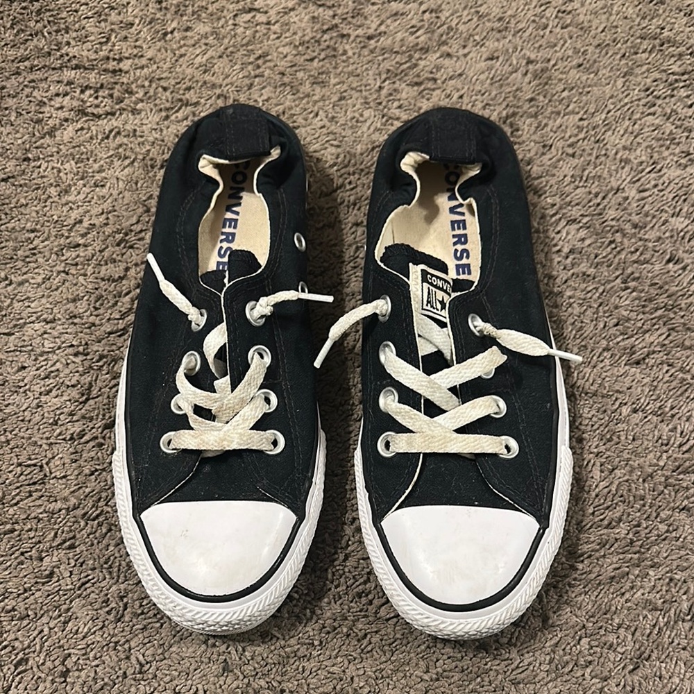 Converse Black and White Canvas Sneakers with Rubber Sole